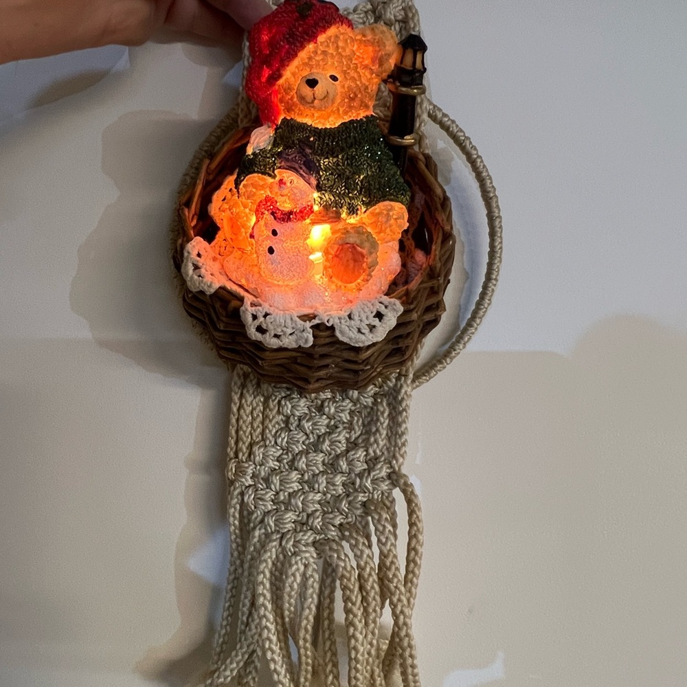 Festive Bear Wall Hanging with Lights